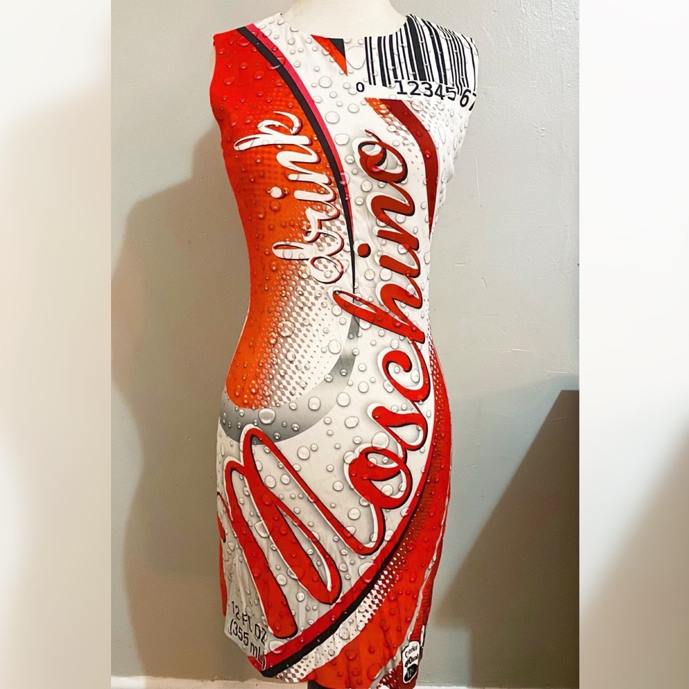 MOSCHINO COUTURE Cola Stretch Dress Red White Us 6 Rare!!